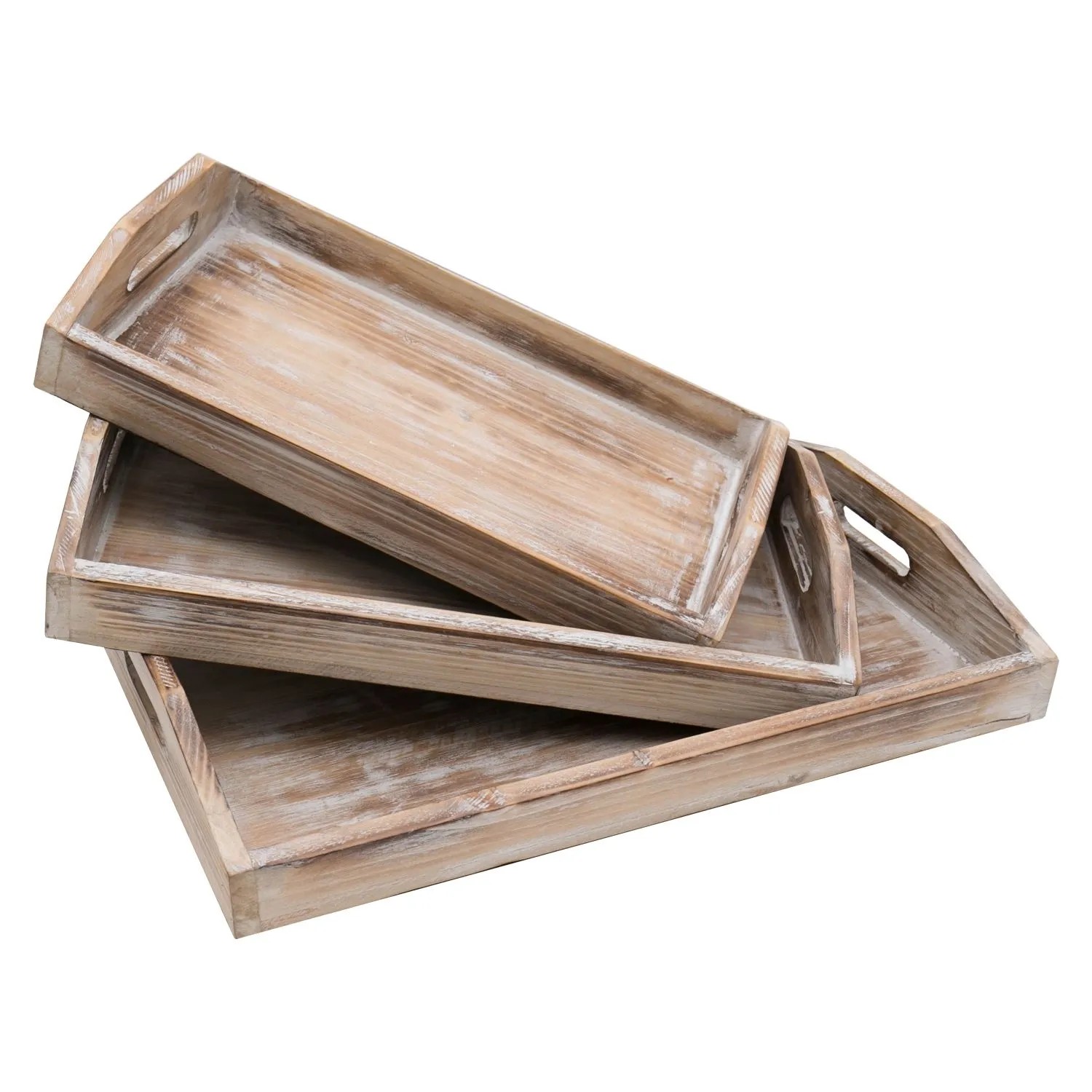 HMF VTA101-S3 Deko Tablett Holz Vintage Design 3er Set Versch. Größen Shabby Chic Klassik von HMF