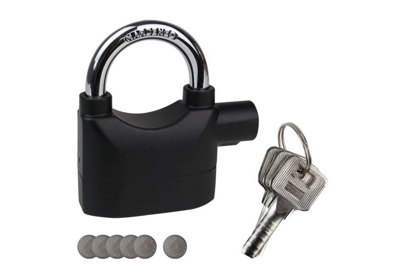HMF Vorhängeschloss Anhängeschloss mit Alarmfunktion, (1-tlg), 110dB, 9,8 x 7,1 x 3,35 cm, Schwarz von HMF