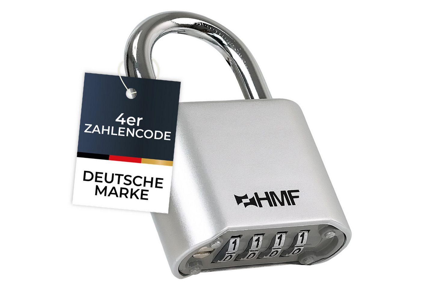 HMF Vorhängeschloss Zahlenschloss Vorhängeschloss 3507-09 robustes Schloss mit 4-stelligem, Zahlencode 5,3 x 2,4 x 7,8 cm, Silber HMF Vorhängeschloss Zahlenschloss Vorhängeschloss 3507-09 robustes Schloss mit 4-stelligem, Zahlencode 5,3 x 2,4 x 7,8 cm, Silber von HMF