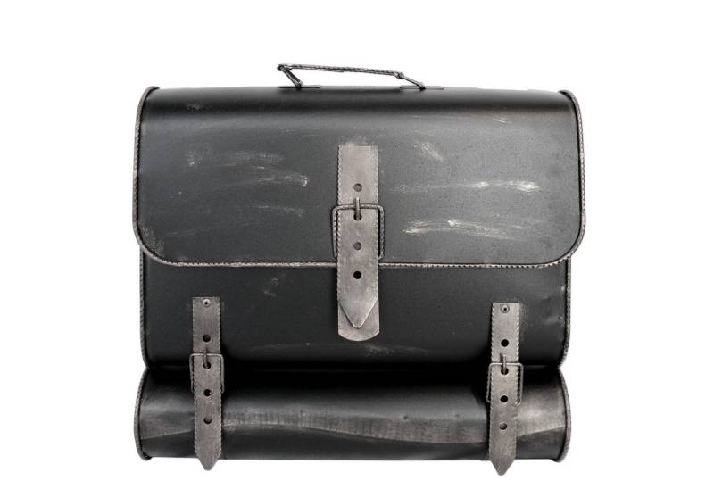 HMF Wandbriefkasten Briefkasten Antik UNIKAT Handarbeit, Schulranzen Design, mit Zeitungsrolle, 36 x 41 x 8,5 cm, Silber von HMF