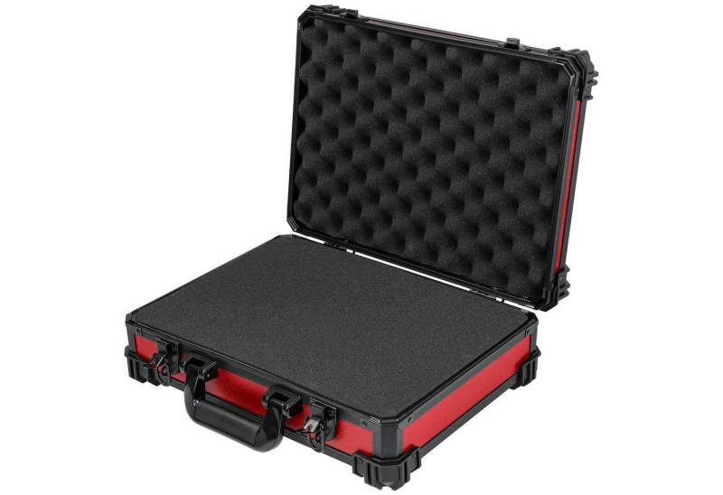HMF Werkzeugkoffer 15502-03 Transportkoffer mit Rasterschaumstoff, Universalkoffer, 39 x 29 x 12 cm, Rot von HMF