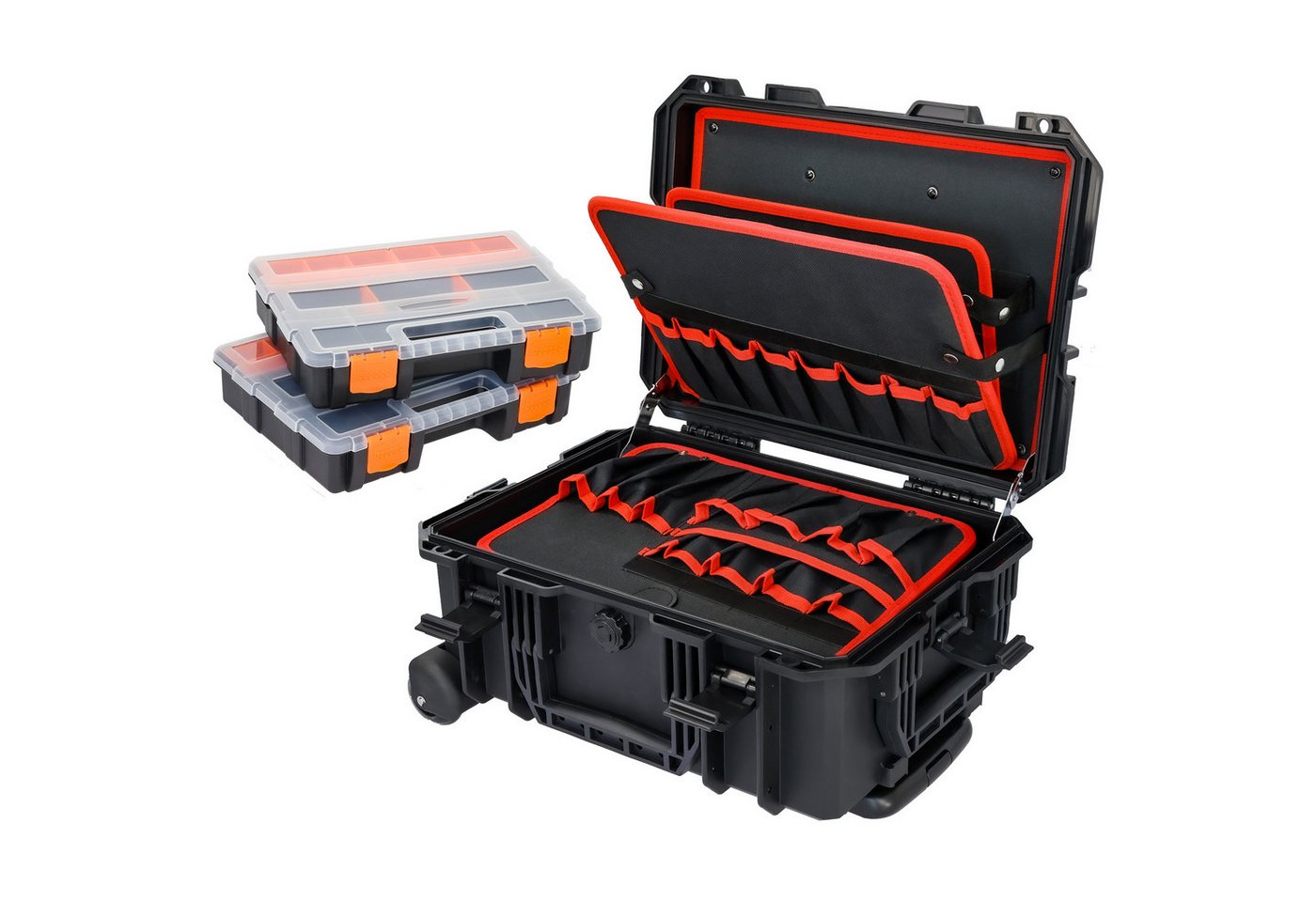 HMF Werkzeugkoffer 15604-02 Outdoor Werkzeugtrolley, Werkzeugkoffer leer mit Rollen, 46,5 x 36 x 22,5 cm, Schwarz HMF Werkzeugkoffer 15604-02 Outdoor Werkzeugtrolley, Werkzeugkoffer leer mit Rollen, 46,5 x 36 x 22,5 cm, Schwarz von HMF