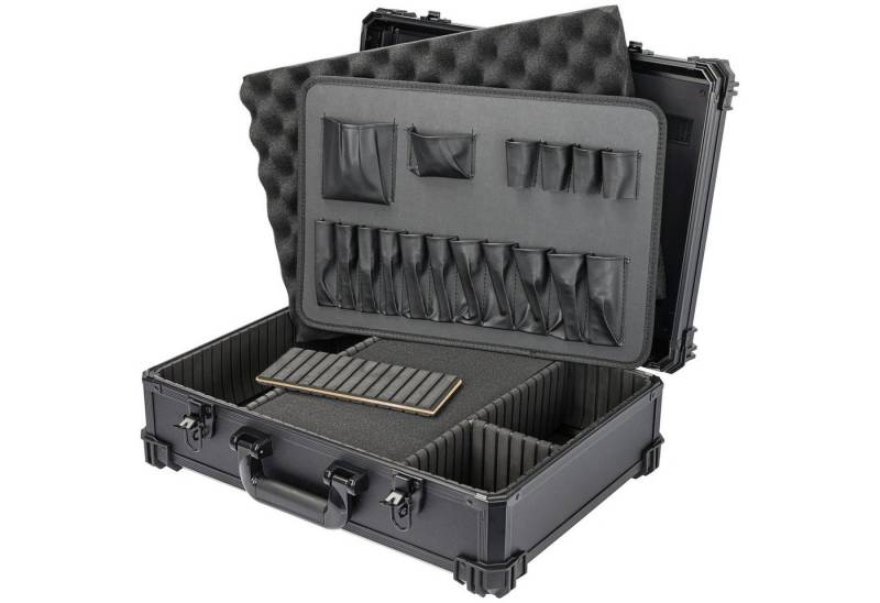 HMF Werkzeugkoffer 15701-02 Werkzeugkoffer leer, Werkzeugkasten groß mit Rasterschaumstoff, 46 x 33 x 15 cm von HMF