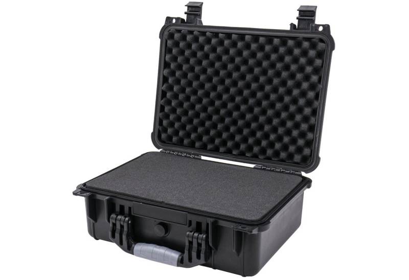 HMF Werkzeugkoffer Robuster Outdoorkoffer mit Druckausgleichsventil und Rasterschaumstoff, Outdoor-Koffer wasserdicht und staubdicht, 41 x 32 x 17,5 cm, schwarz von HMF