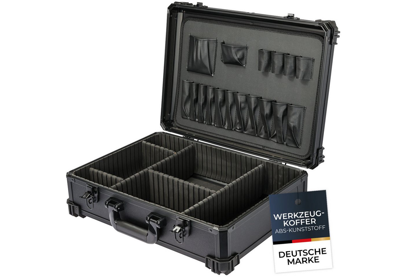 HMF Werkzeugkoffer Werkzeugkoffer leer, Werkzeugkasten groß mit, 17 Einsteckfächer und 5 Trennwände 46 x 33 x 15 cm HMF Werkzeugkoffer Werkzeugkoffer leer, Werkzeugkasten groß mit, 17 Einsteckfächer und 5 Trennwände 46 x 33 x 15 cm von HMF