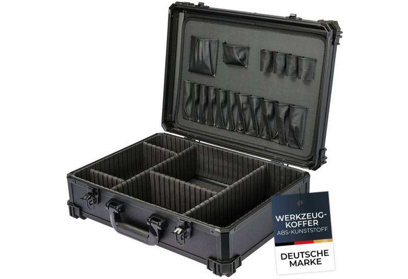 HMF Werkzeugkoffer Werkzeugkoffer leer, Werkzeugkasten groß mit, 17 Einsteckfächer und 5 Trennwände 46 x 33 x 15 cm von HMF