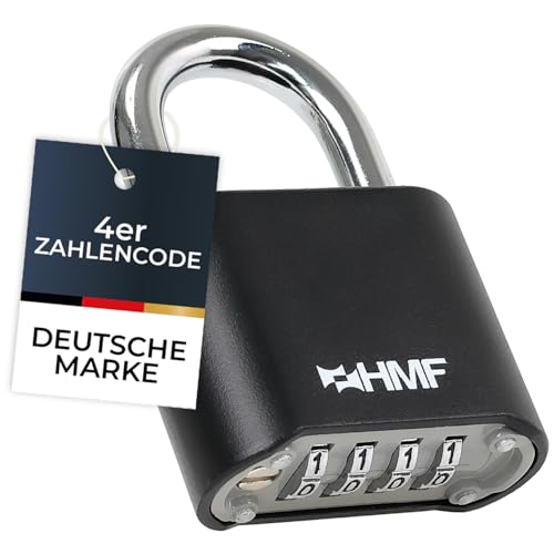 HMF Zahlenschloss Vorhängeschloss 3507-02, robustes Schloss mit 4-stelligem Zahlencode aus Zinklegierung | 5,3 x 2,4 x 7,8 cm | Schwarz HMF Zahlenschloss Vorhängeschloss 3507-02, robustes Schloss mit 4-stelligem Zahlencode aus Zinklegierung | 5,3 x 2,4 x 7,8 cm | Schwarz von HMF