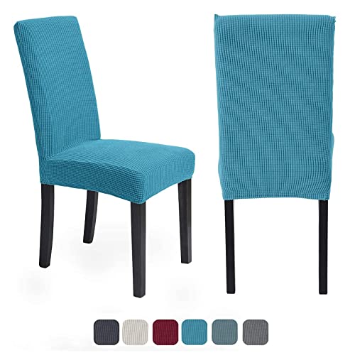 HMFSXKR Elastischer Stuhlbezug Stuhlhussen Stretch Abnehmbare Waschbar Husse Langlebig Universal Esszimmer Hotel Bankett Hochzeit Partys Deko (6 Stück, Cyan) von HMFSXKR