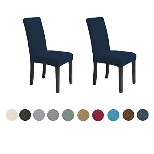 HMFSXKR Maschinenwaschbare Stuhlhussen für Partystuhlbezüge, elastische Stretch, hohe Rückenlehne, Esszimmerstuhlbezug (Marineblau, 2 Stück) von HMFSXKR