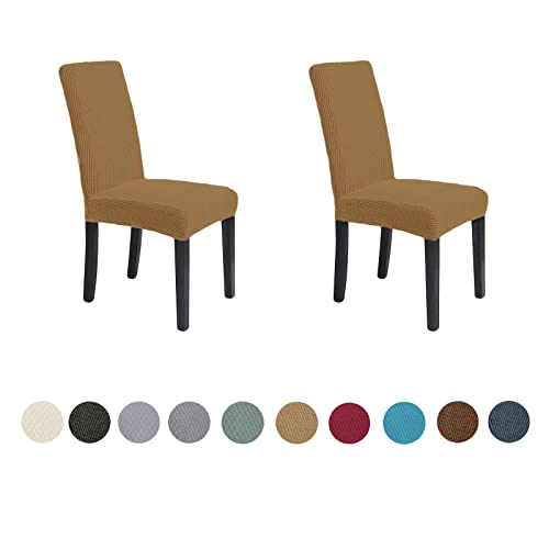 HMFSXKR Maschinenwaschbare Stuhlhussen für Partystuhlbezüge, elastische Stretch, hohe Rückenlehne, Esszimmerstuhlbezug (Kaffee, 4 Stück) von HMFSXKR