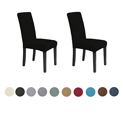 HMFSXKR Maschinenwaschbare Stuhlhussen für Partystuhlbezüge, elastische Stretch, hohe Rückenlehne, Esszimmerstuhlbezug (schwarz, 4 Stück) von HMFSXKR