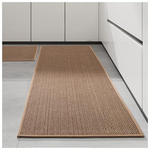 HMGAQNP Gewebte Teppichmatte für die Küche, Heim-Nachttischläufer Eingangsbereich Fußmatte gewebte Teppiche wasserabsorbierende schnell trocknende Gummi-Anti-Rutsch-Matten(C,45x120/18x47) von HMGAQNP