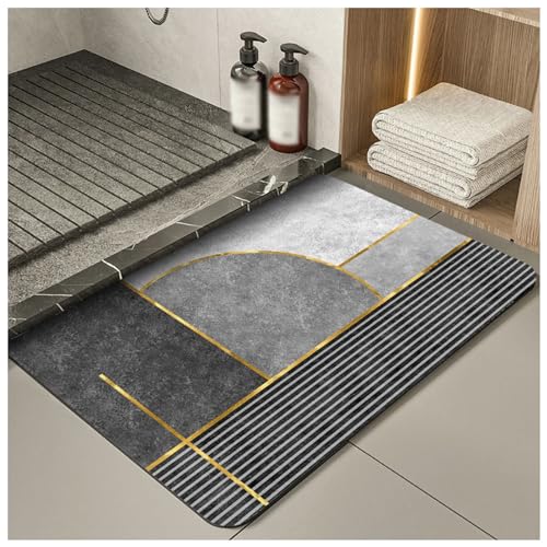 Saugfähige Bodenmatte aus Kieselalgenschlamm für Badezimmer und Küche, rutschfeste schnelltrocknende Fußmatte für den Innenbereich wasser- und ölabsorbierende Matten für Vorder(M,40*60cm/16*24in) von HMGAQNP