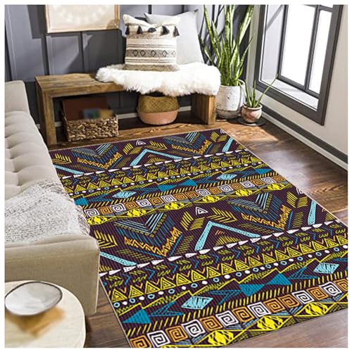 Teppich der Serie „Marokkanische Linien“, europäische marokkanische geometrische Wellenlinien schmücken Fußmattenteppiche für Wohnzimmer, Schlafzimmer, Küche, Läufer, Flur(C,120*160cm/47*63in) von HMGAQNP