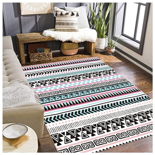 Teppich der Serie „Marokkanische Linien“, europäische marokkanische geometrische Wellenlinien schmücken Fußmattenteppiche für Wohnzimmer, Schlafzimmer, Küche, Läufer, Flur(F,120*160cm/47*63in) von HMGAQNP