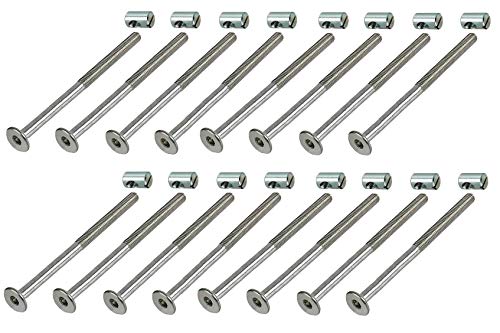 16 x HMH-Shop Bettschraube M6 x 100 mm + Quermutter M6 Bettbeschlag Innensechskant von HMH