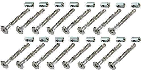 16 x HMH-Shop Bettschraube M6 x 60 mm + Quermutter M6 Bettbeschlag Innensechskant von HMH