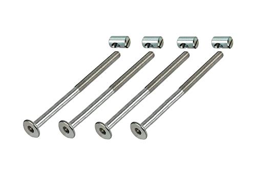 4 x HMH-Shop Bettschraube M6 x 100 mm + Quermutter M6 Bettbeschlag Innensechskant von HMH