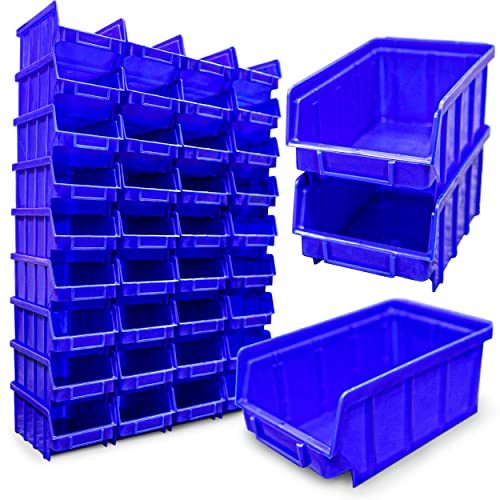 80x Stapelboxen Blau Größe 2 stapelbar blaue Sichtbox (LxBxH) 175x103x76mm Regalbox Lagerbox Sichtlagerkästen Stapelkästen von HMH