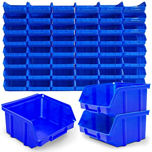 192x Stapelboxen Blau Größe 1 Werkstatt Garage Keller Sichtlagerboxen (LxBxH) 100x100x52mm Lagerboxen blaue Sichtlagerkästen Kleinteile Aufbewahrung von HMH