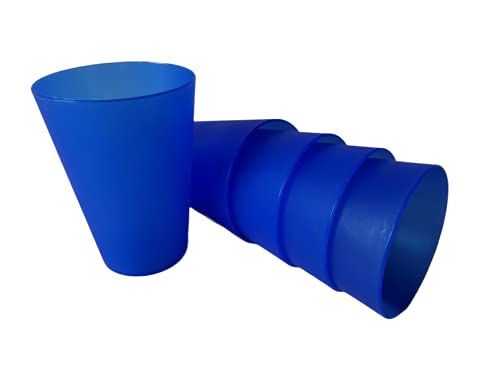 HMH-Shop Trinkbecher Partybecher 400ml Kinderbecher Campingbecher wiederverwendbar mehrweg Cups Farbwahl Gelb Blau Rot Weiß Orange Grün Garten Kunststoffbecher extra stabil (Blau, 24) von HMH