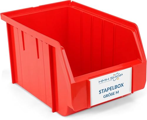 HMH 12x Stapelboxen Größe M Werkstatt Garage Keller Sichtlagerboxen 230x150x130mm Lagerboxen ROT Sichtlagerkästen Kleinteile Aufbewahrung von HMH
