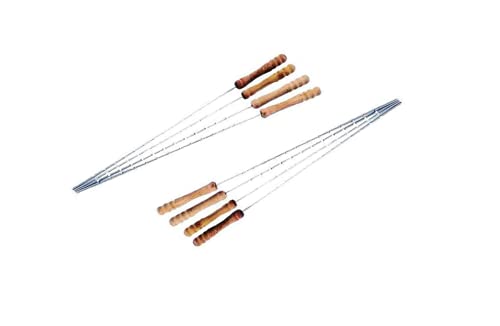 HMH 8 Grillspieße 38cm mit Holzgriff Spieß Wurstspieß Würstchen Lagerfeuer für Gemüse Fisch Fleisch Geflügel Wurst Holzspieß BBQ Barbecuespieß von HMH