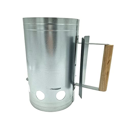 HMH-Shop Grillkamin Kohleanzünder Kamin Grillkohleanzünder Anzündkamin Holzgriff Brennsäule Grillanzünder Grillstarter Grill anzünden Schnellanzünder Kohlestarter Feuerkohleanzünder von HMH