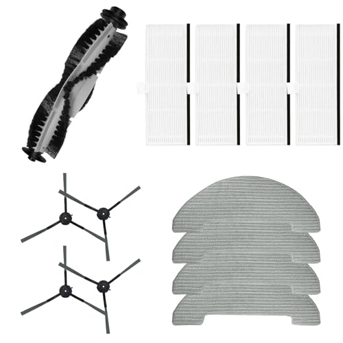 HMHAMA Ersatzteil-Zubehör-Set, kompatibel mit Vactidy Nimble T8/T7 Saugroboter, 1 Hauptbürste, 4 Seitenbürsten, 4 Filter, 4 Wischpads von HMHAMA
