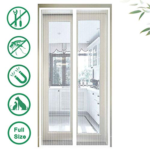 HMHD Magnetisches Moskitonetz Fenster 100x210cm, Insektenschutz Tür Magnetischer Fliegenvorhang Verschiedene Größen, für Balkontür, Schlafzimmer, Küche - Weiß von HMHD