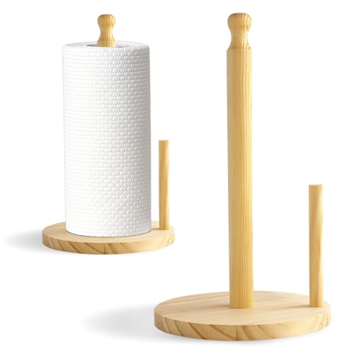 HMIEPRS 2 Stück Küchenrollenhalter, Hölzerne Papierrolle Halter mit Abreißhilfe, Küchenrollenständer für den, Robuste Halterung für Küchenpapier Toilettenpapier Rollenhalter für Küche Schlafzimmer von HMIEPRS