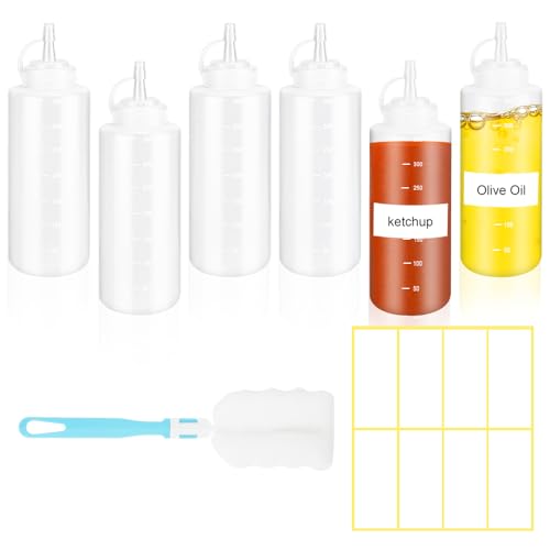 HMIEPRS 6 Stück Squeeze Flasche, 360ML/12oz Kunststoff Quetschflasche mit Kappen, Saucenflasche Condiment Flaschen mit Reinigungsbürste und Aufkleber für BBQ Ketchup Senf Mayo Olivenöl Malen HMIEPRS 6 Stück Squeeze Flasche, 360ML/12oz Kunststoff Quetschflasche mit Kappen, Saucenflasche Condiment Flaschen mit Reinigungsbürste und Aufkleber für BBQ Ketchup Senf Mayo Olivenöl Malen von HMIEPRS