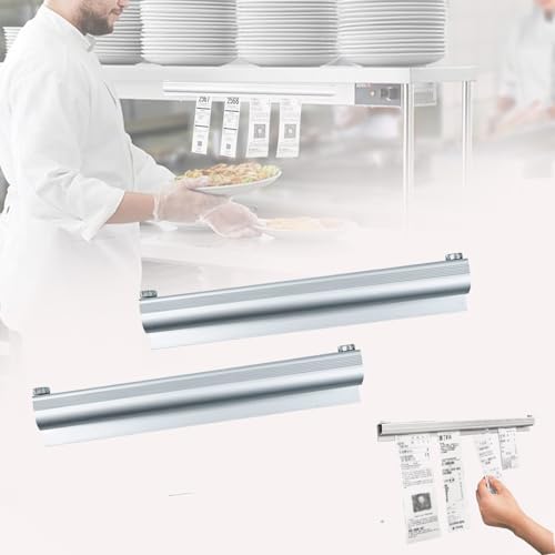 2 Stück Bonleiste Gastronomie 20cm Selbstklebend Bonhalter Tickethalter, Aluminiumlegierung Tab Grabber Catering Bonschiene Notizleiste Klemmleiste für Küche Cafés Bar Büro Hotel von HMLFDC