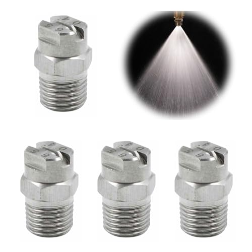 Hochdruck Sprühdüse, 4 Stück Hochdruckreiniger Oberflächenreiniger Düse, Flachstrahldüse Nebeldüsen Edelstahl Waschdüse Ersatzdüsen Zubehör 1/4'' Gewindeanschluss (65 Grad, 1,3 mm Öffnung) von HMLFDC
