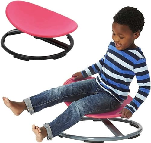 HMLOPX Autismus Kinder-Drehstuhl - Sit and Spin Spielzeug 3-12 Jahre - Drehbarer Stuhl Für Kinder Sinnesschulung Körperkoordination Metallfuß Rutschfestes Innen (Color : Pink) von HMLOPX