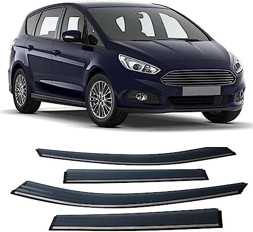 HMLTD 4 Stück Autofenster Windabweiser für Ford S-MAX 2009-2020, Regenabweiser Fenster visiere Lüftung sabweiser Anklebbare Deflektoren von HMLTD