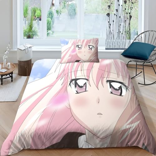 HMLTD Anime Girl 3D Gedruckt Beautiful Girl Bettwäsche Bettbezug-Set Microfaser Bettwäsche Set 2 Teilig Mit Reißveschluss Mit Kissenbezug Für Mädchen Jungen Kinder Single（135x200cm） von HMLTD