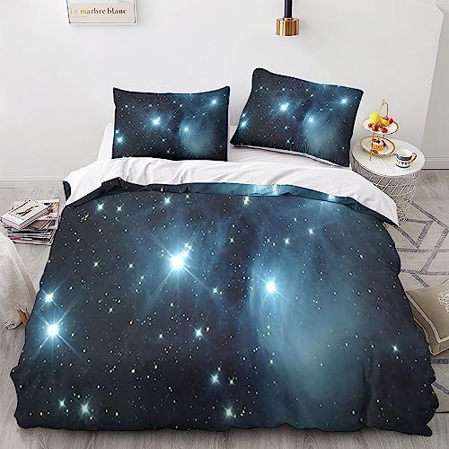 HMLTD Sternenhimmel Bettwäsche Bettbezug Weltraum Galaxy Set Mikrofaser, Bettbezug Reißverschluss Und Kissenbezug Für Schlafzimmer, Weiche Bequemer Double（200x200cm） von HMLTD