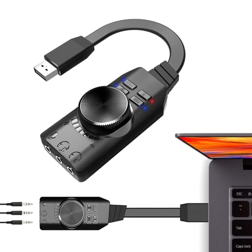 USB-zu-Audio-Buchse | Virtueller 7.1-Surround-Sound Aux auf USB mit Lautstärkeregelung | Universeller USB-Headset-Adapter, treiberfreies USB-Audio für Spiele, League of Legend, Headset Hmltd USB-zu-Audio-Buchse | Virtueller 7.1-Surround-Sound Aux auf USB mit Lautstärkeregelung | Universeller USB-Headset-Adapter, treiberfreies USB-Audio für Spiele, League of Legend, Headset Hmltd von HMLTD