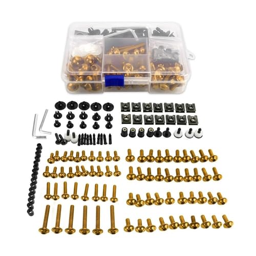 Universal Für Y&amaha Für R1 R6 R3 FZ1 FZ6 FZ8 FZ07 FZ09 MT03 MT07 MT09 MT10 XJ6 TMAX VMAX XMAX Verkleidung Bolzen Kit Verschluss Clips Schraube Schrauben Muttern (Color : Gold) von HMLTD