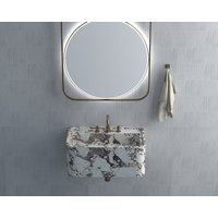 Calacatta Weiß Marmor Waschbecken Wandhalterung Badezimmer Puderzimmer Benutzerdefinierte Vanity Top Naturstein von HMMARBLE