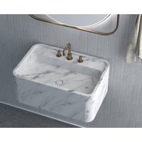 Calacatta Weiß Marmor Waschbecken Wandhalterung Badezimmer Puderzimmer Benutzerdefinierte Vanity Top Naturstein von HMMARBLE