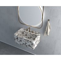 Calacatta Weiß Marmor Waschbecken Wandhalterung Badezimmer Puderzimmer Benutzerdefinierte Vanity Top Naturstein von HMMARBLE