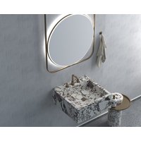 Calacatta Weiß Marmor Waschbecken Wandhalterung Pulver Raum Benutzerdefinierte Eitelkeit Top Naturstein von HMMARBLE