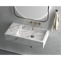 Carrara Weiß Marmor Waschbecken Wandhalterung Badezimmer Puderzimmer Benutzerdefinierte Vanity Top Naturstein von HMMARBLE