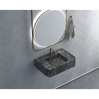 Grau Marmor Waschbecken Wandhalterung Badezimmer Gästetoilette Benutzerdefinierte Vanity Top Naturstein von HMMARBLE