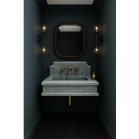 Grauer Marmor Waschbecken Backsplash Wandhalterung Badezimmer Pulver Raum Benutzerdefinierte Eitelkeit Top Naturstein von HMMARBLE