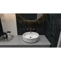 Ovales Rundes Steinwaschbecken, Marmor Weißes Natürliches Handgefertigtes Waschbecken, Badezimmer High-End-Qualitätsausrüstung, Perfektes von HMMARBLE