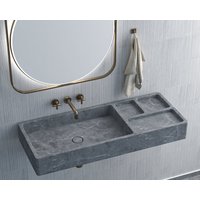 Rechteckiges Graues Marmorwaschbecken, Badezimmer-Waschbecken, Naturstein-Waschbecken, Luxus-Design-Badezimmer Rechteckiges Waschbecken von HMMARBLE