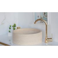 Travertin Marmor Counter Top Runde Waschbecken Gefäß, Waschbecken, Badezimmer Dekor Naturstein von HMMARBLE